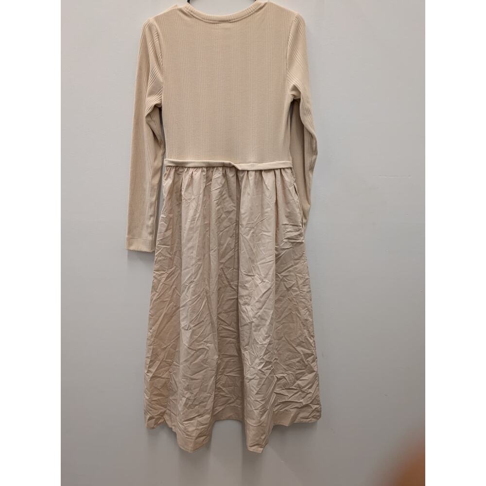 A New Day Women’s Ribbed Long Sleeve Midi Dress Beige Size Medium NWT